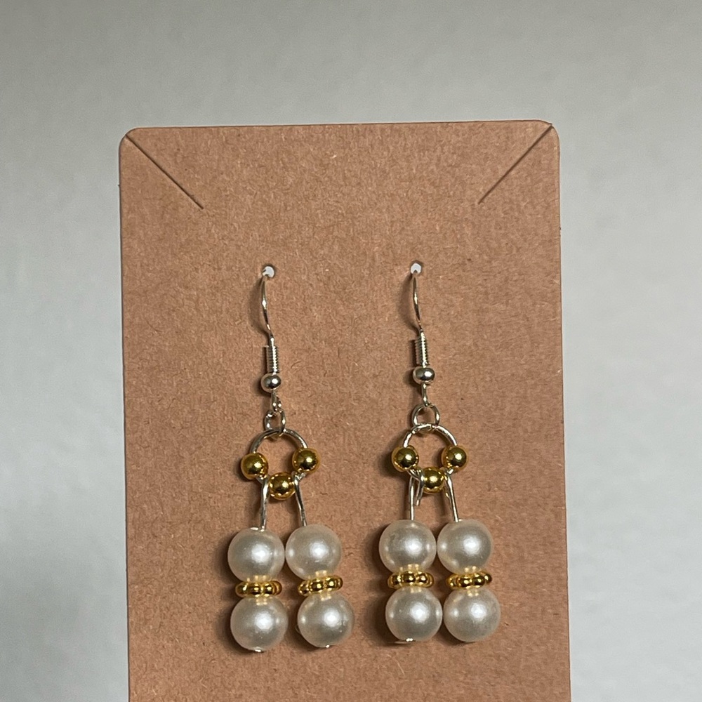 Hand Crafted Gold and Silver Pearl Earrings